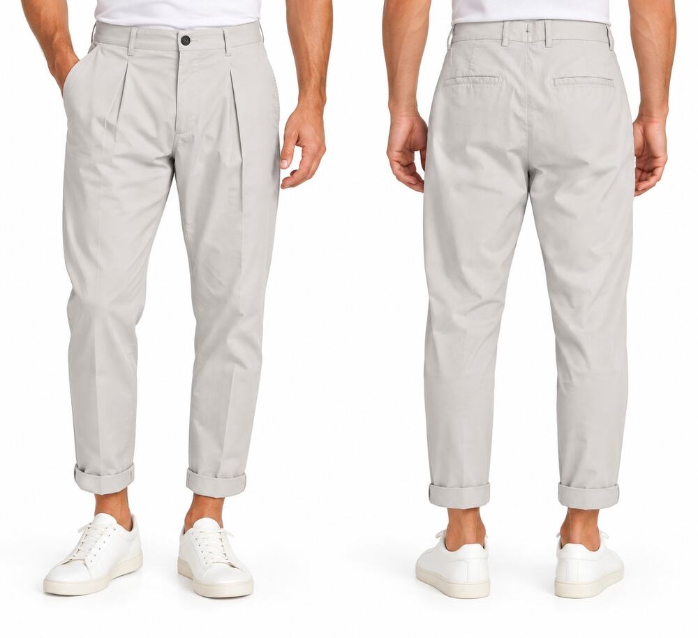 NWT Berwich Pantalone Uomo Chiaia Pleated Trousers Pomice Size IT 44 / US 28-29